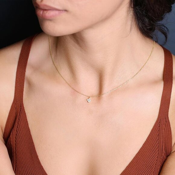 14K Gold Plated Necklace for Women - Dainty Flower, Leaf, Bead, Tree, Bee, Sun, - Picture 3 of 7